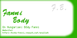 fanni body business card