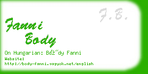 fanni body business card